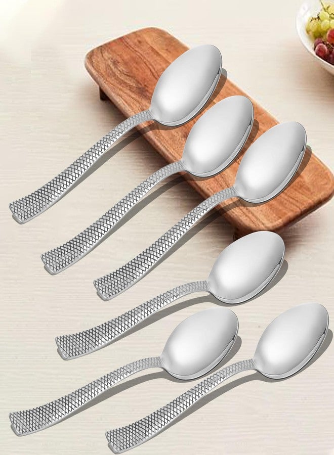Parage 6 Piece Stainless Steel Table Spoons Set with Zig Zag Design, Dinner Spoon for Home and Kitchen, 18.5 cm, Tableware, Set of 6, Silver - Image 1